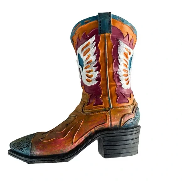 Colorful Mini Western Cowboy Boot Decor Orange, Red, Teal Turquoise, White - Picture 9 of 10